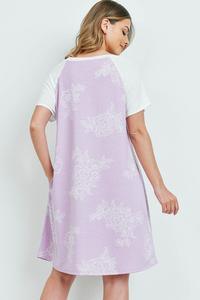 Lavender Floral Print Dress - Strawberry Moon Boutique