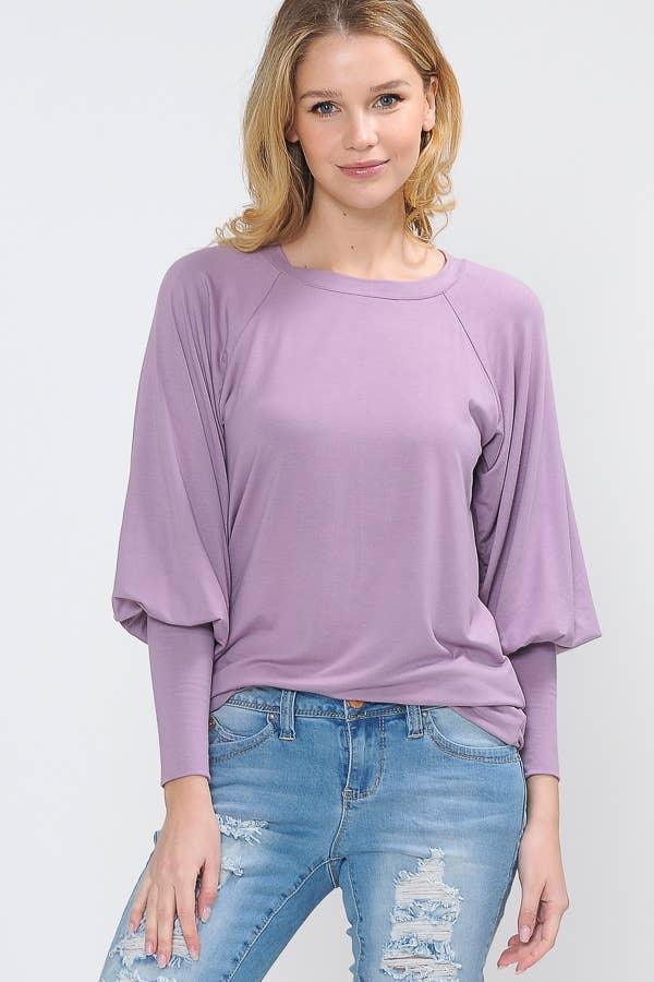 Lavender Puff Sleeve Top - Strawberry Moon Boutique