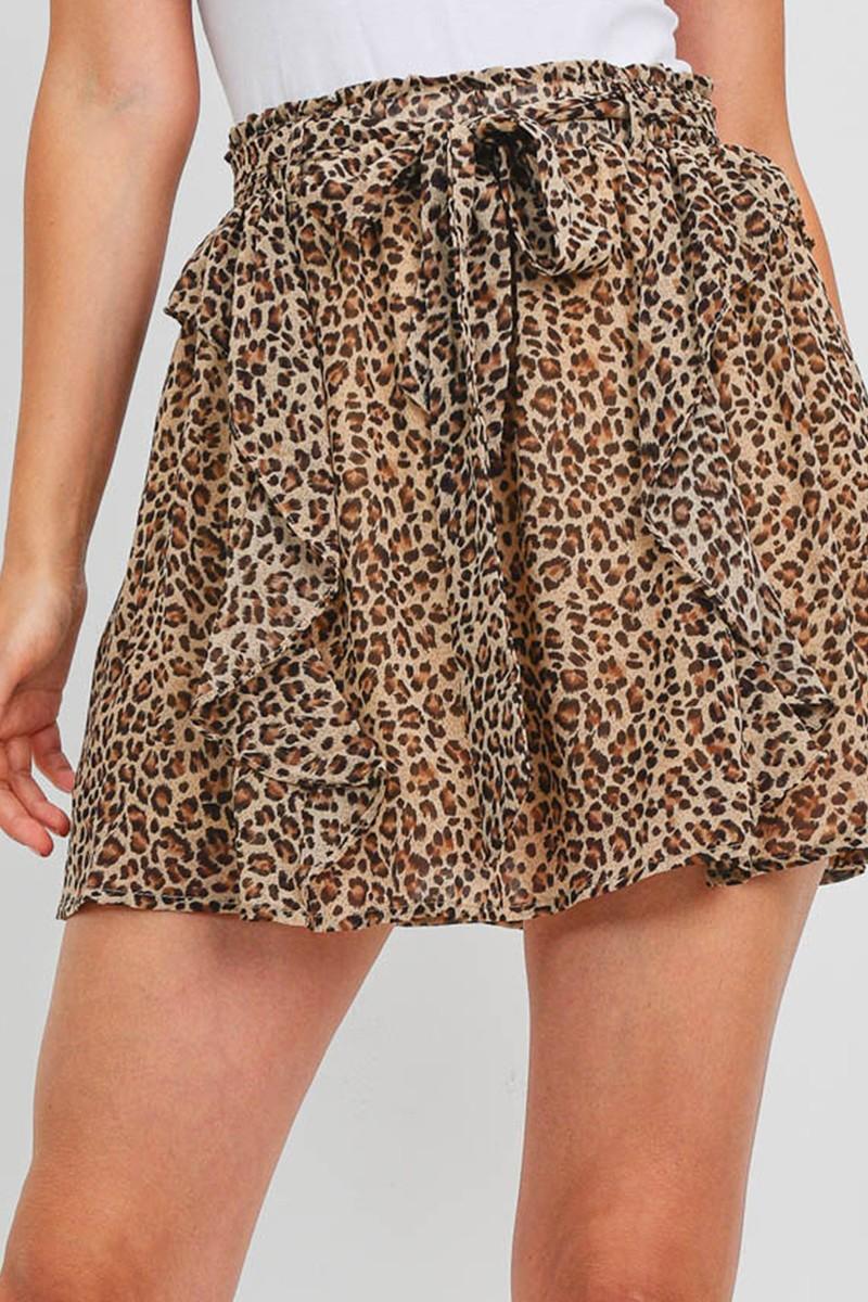 Leopard Print Skirt with Ruffle - Strawberry Moon Boutique