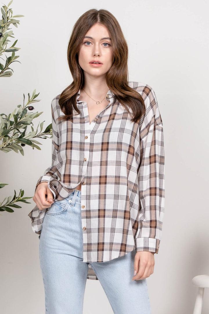 Lightweight Plaid Top - Strawberry Moon Boutique