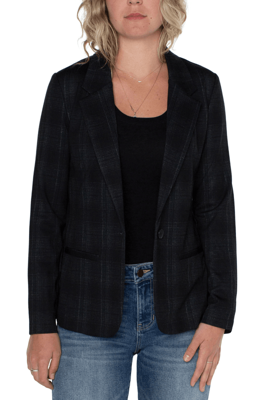 Liverpool Black/Green Shadow Fitted Blazer - Strawberry Moon Boutique