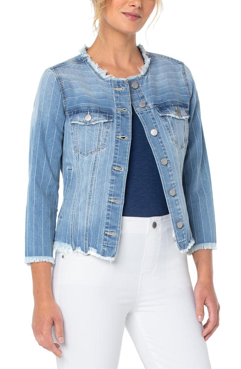 Liverpool Classic Jean Jacket with Fray Hem - Strawberry Moon Boutique