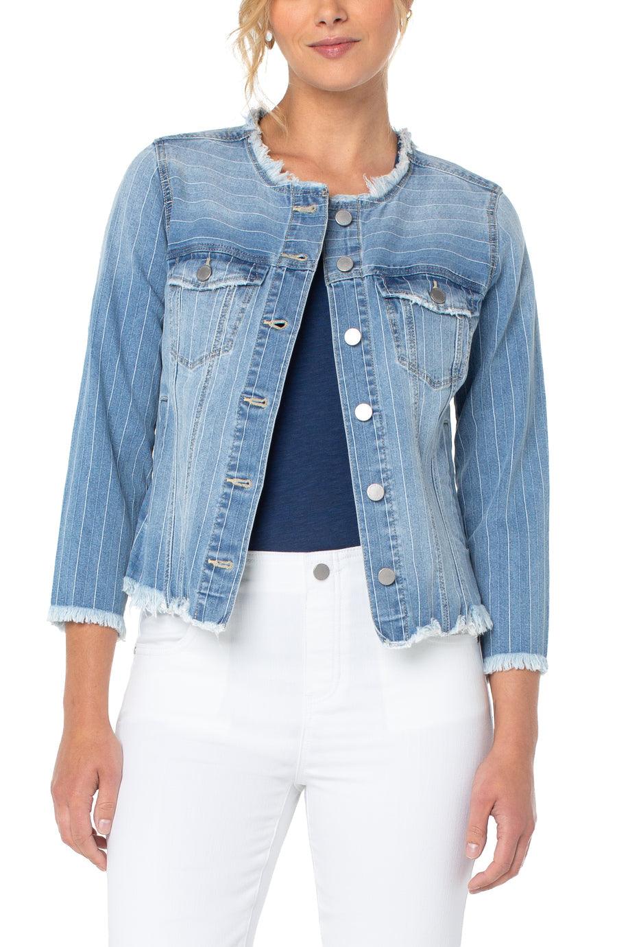 Liverpool Classic Jean Jacket with Fray Hem - Strawberry Moon Boutique