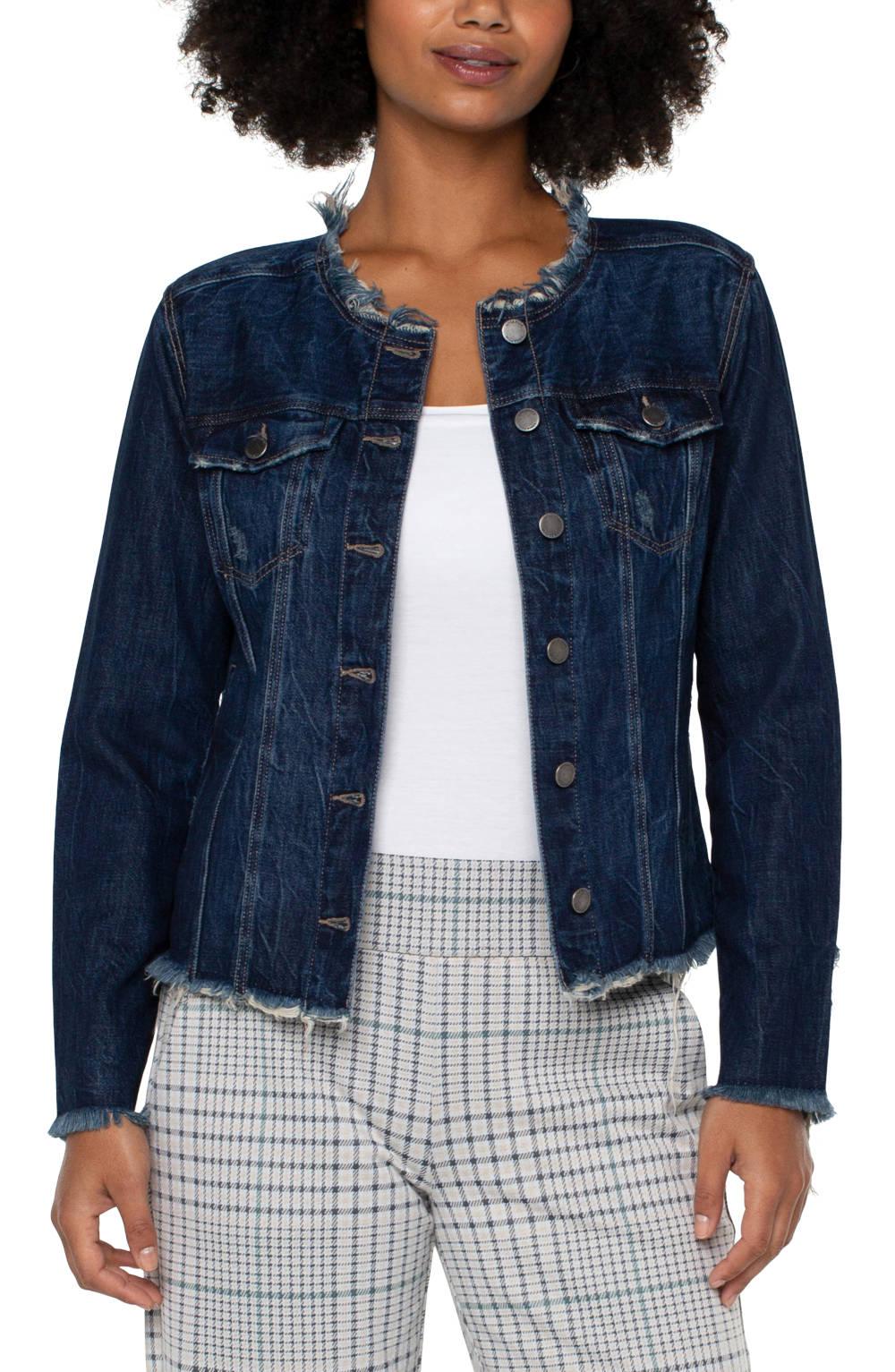 Liverpool Lace Up Denim Jacket - Strawberry Moon Boutique