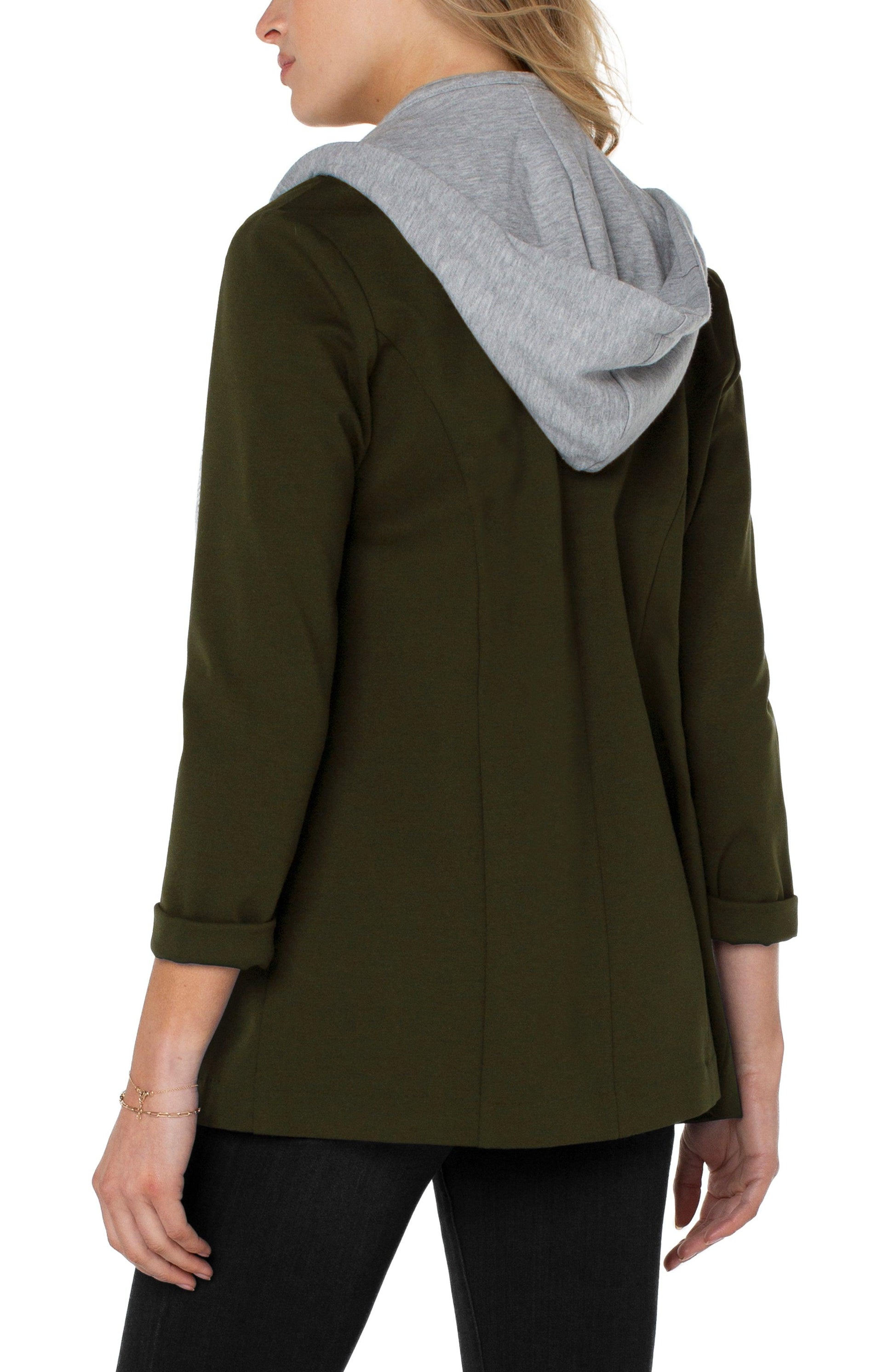 Liverpool Olive Blazer with Removable Hood - Strawberry Moon Boutique