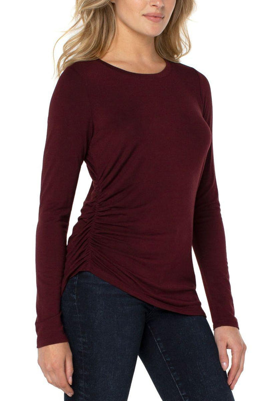 Liverpool Plum Long Sleeve Modal Knit Top - Strawberry Moon Boutique