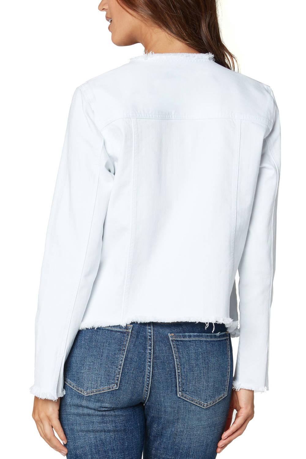 Liverpool White Classic Jean Jacket With Fray Hem - Strawberry Moon Boutique
