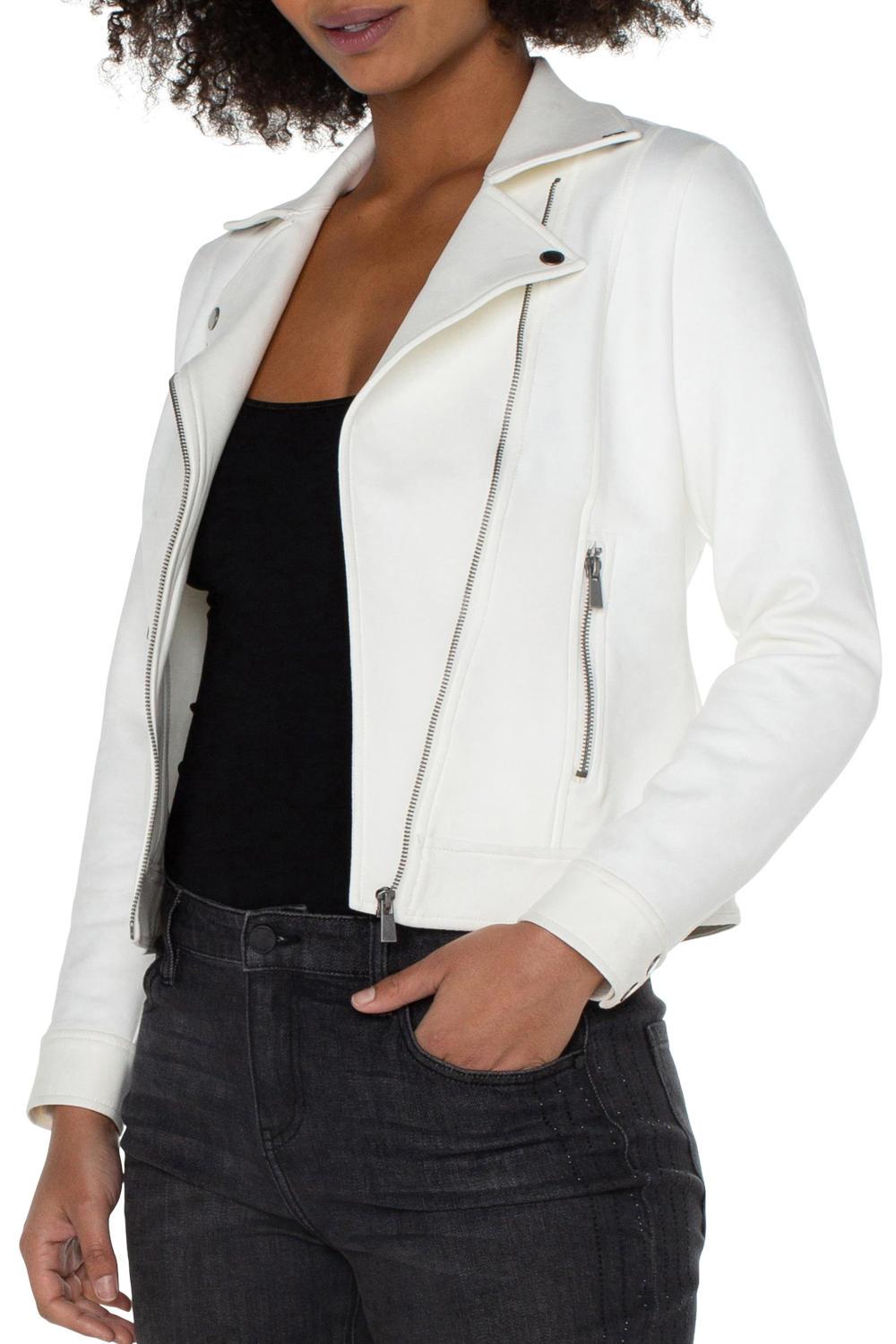 Liverpool White Frost Moto Jacket - Strawberry Moon Boutique