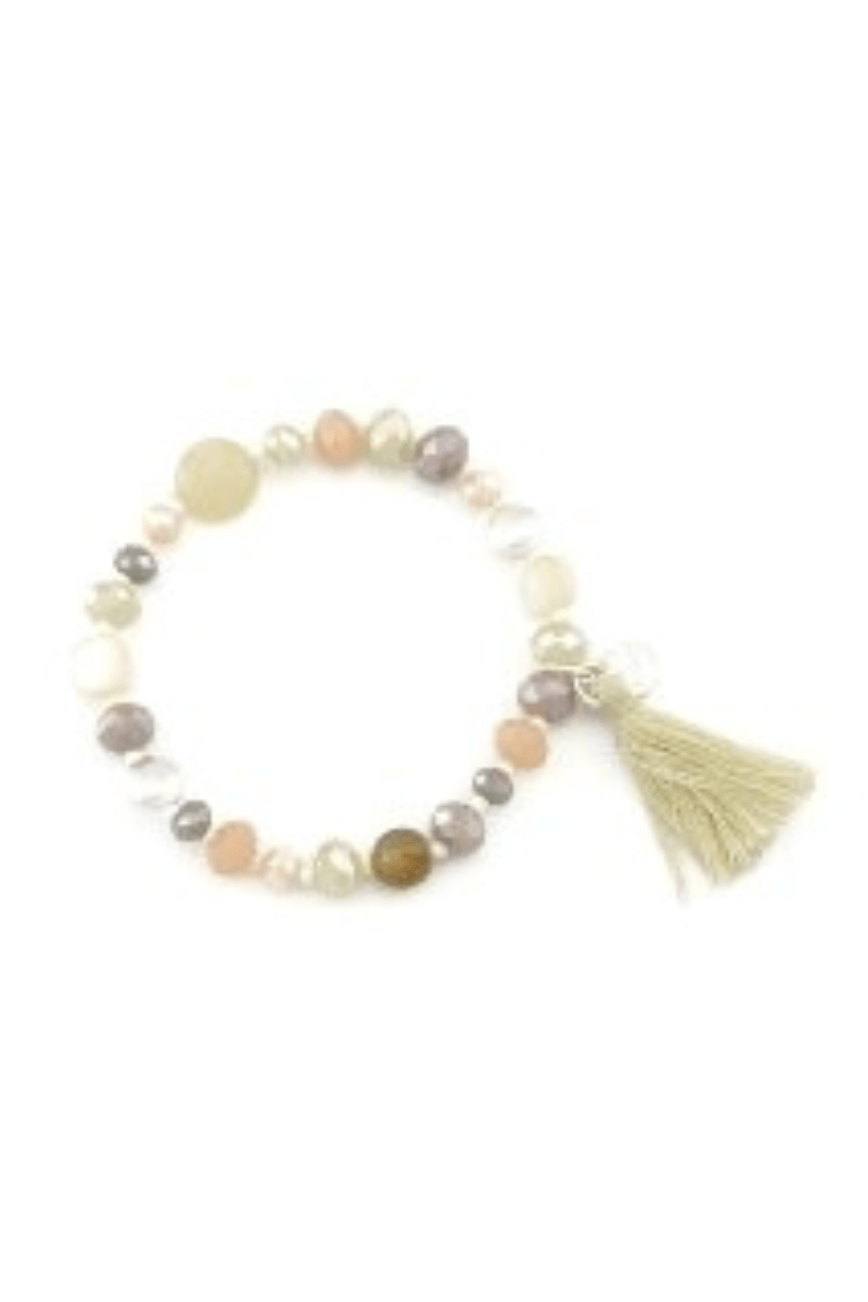Lizas Multi-Colored Beaded Bracelet with tassel - Strawberry Moon Boutique