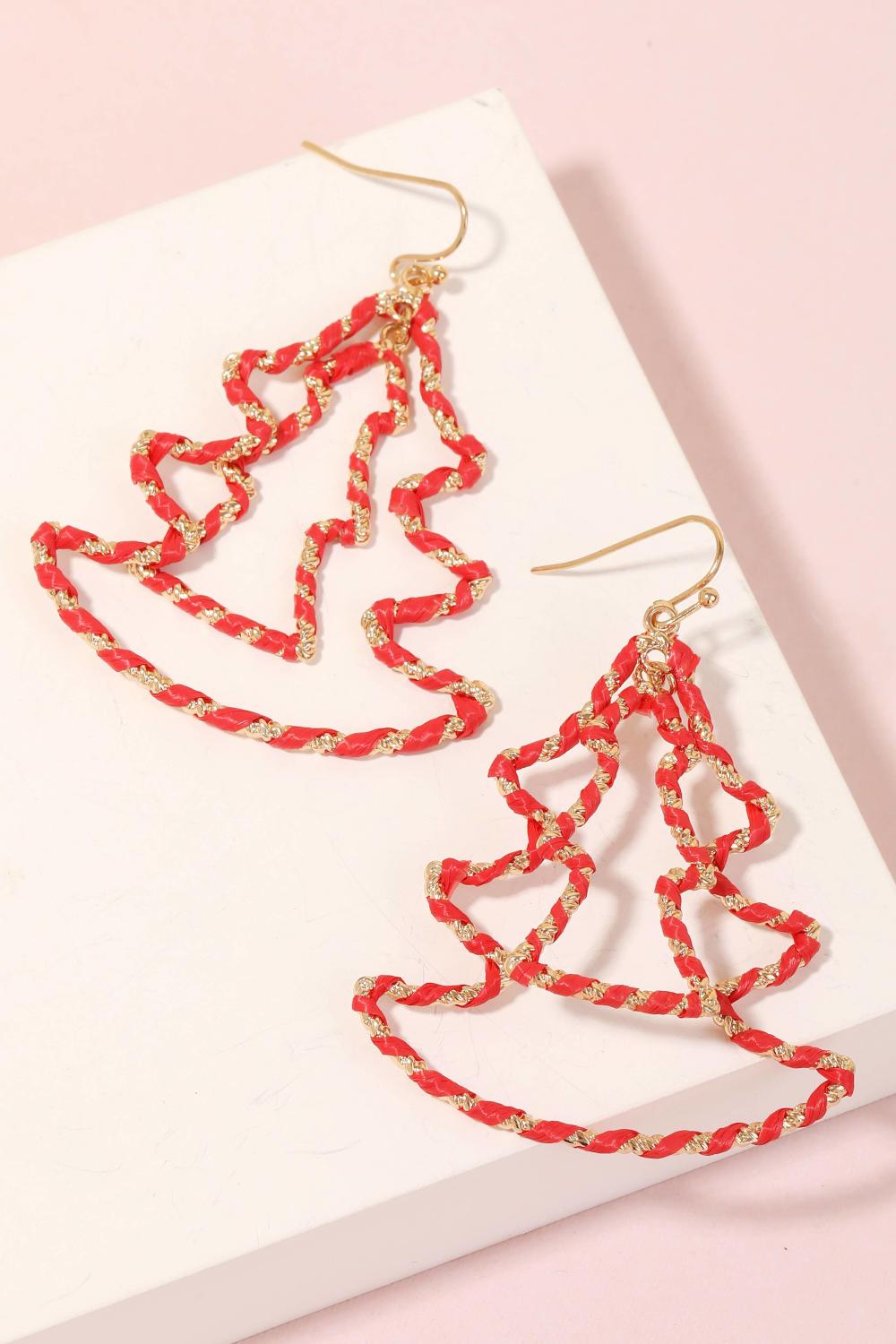 Metallic Christmas Tree Earrings - Strawberry Moon Boutique