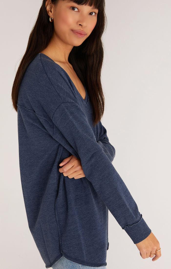 Midnight Blue Z SUPPLY V-Neck Weekender Top - Strawberry Moon Boutique