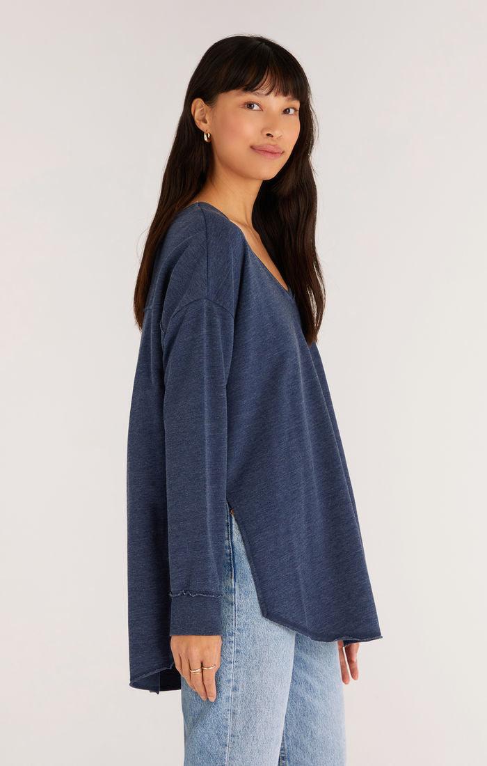 Midnight Blue Z SUPPLY V-Neck Weekender Top - Strawberry Moon Boutique