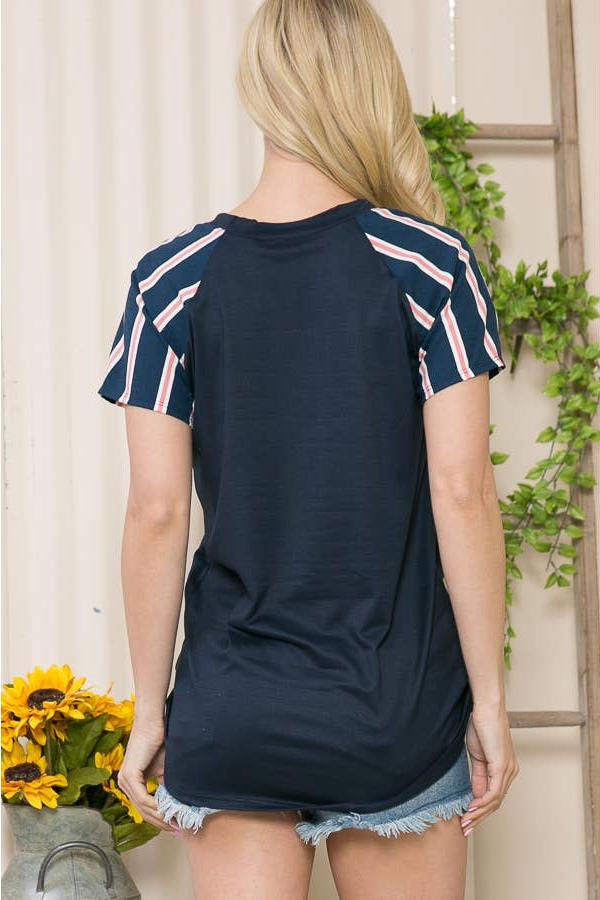 Navy Stripe Tunic Top - Strawberry Moon Boutique