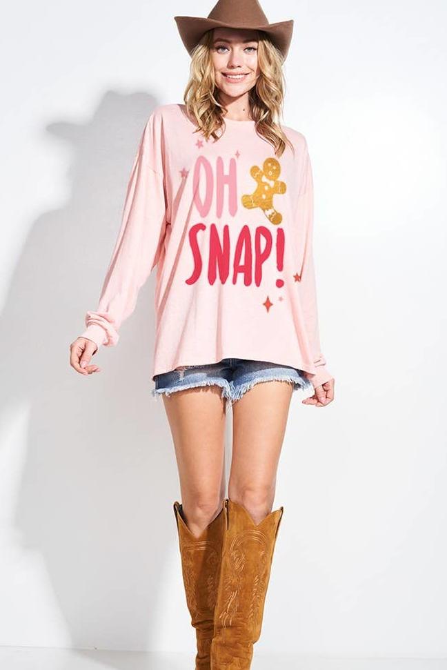Oh Snap Holiday Oversized Top - Strawberry Moon Boutique