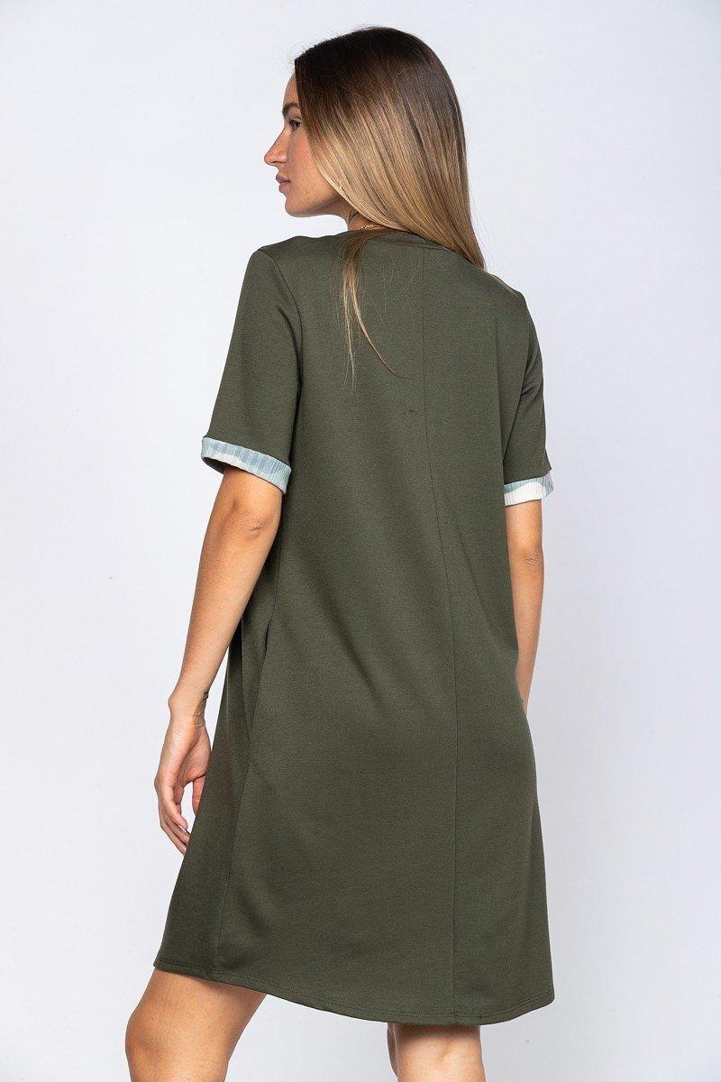 Olive Camo Contrast Dress - Strawberry Moon Boutique