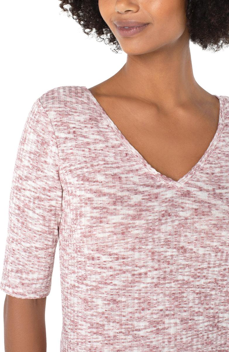 Pink Double V-Neck Knit Top - Strawberry Moon Boutique