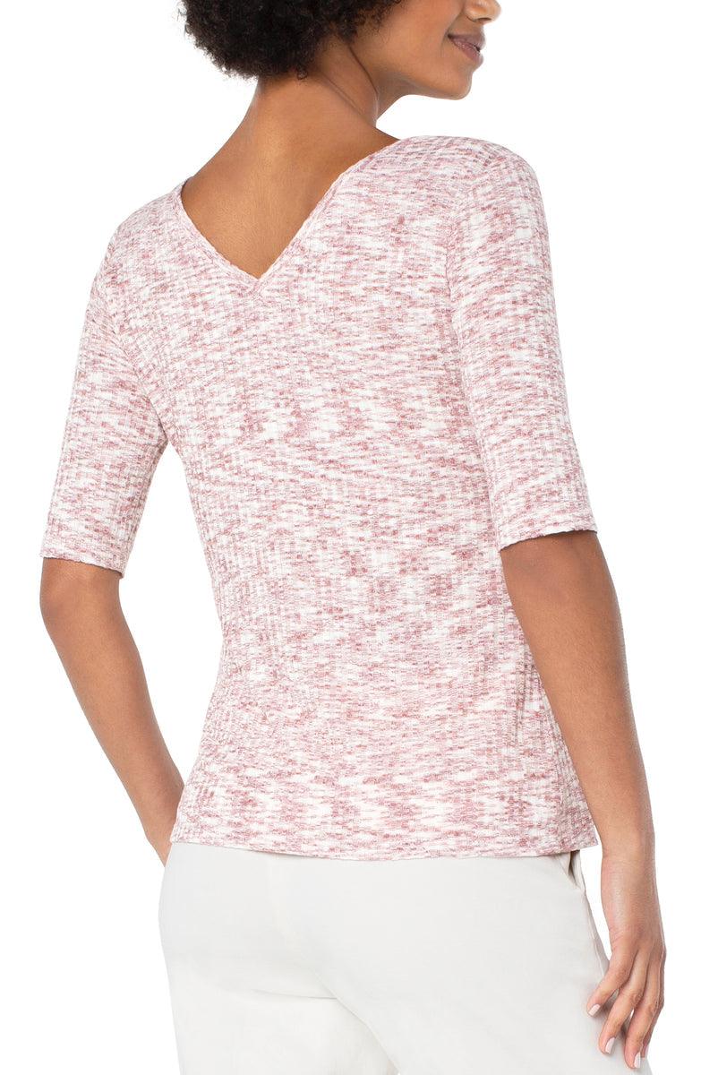 Pink Double V-Neck Knit Top - Strawberry Moon Boutique