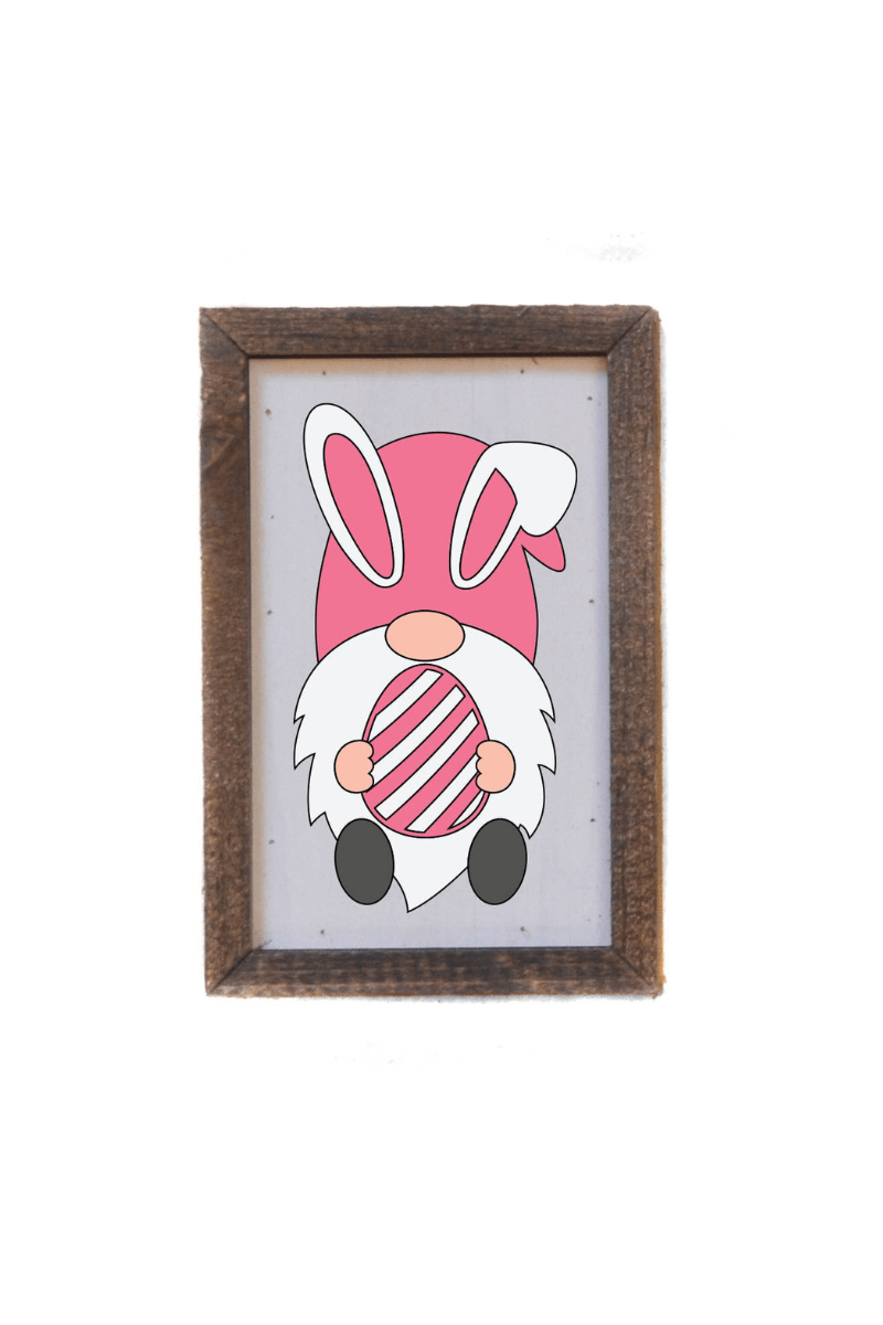 Pink Easter Gnome Wooden Sign - Strawberry Moon Boutique