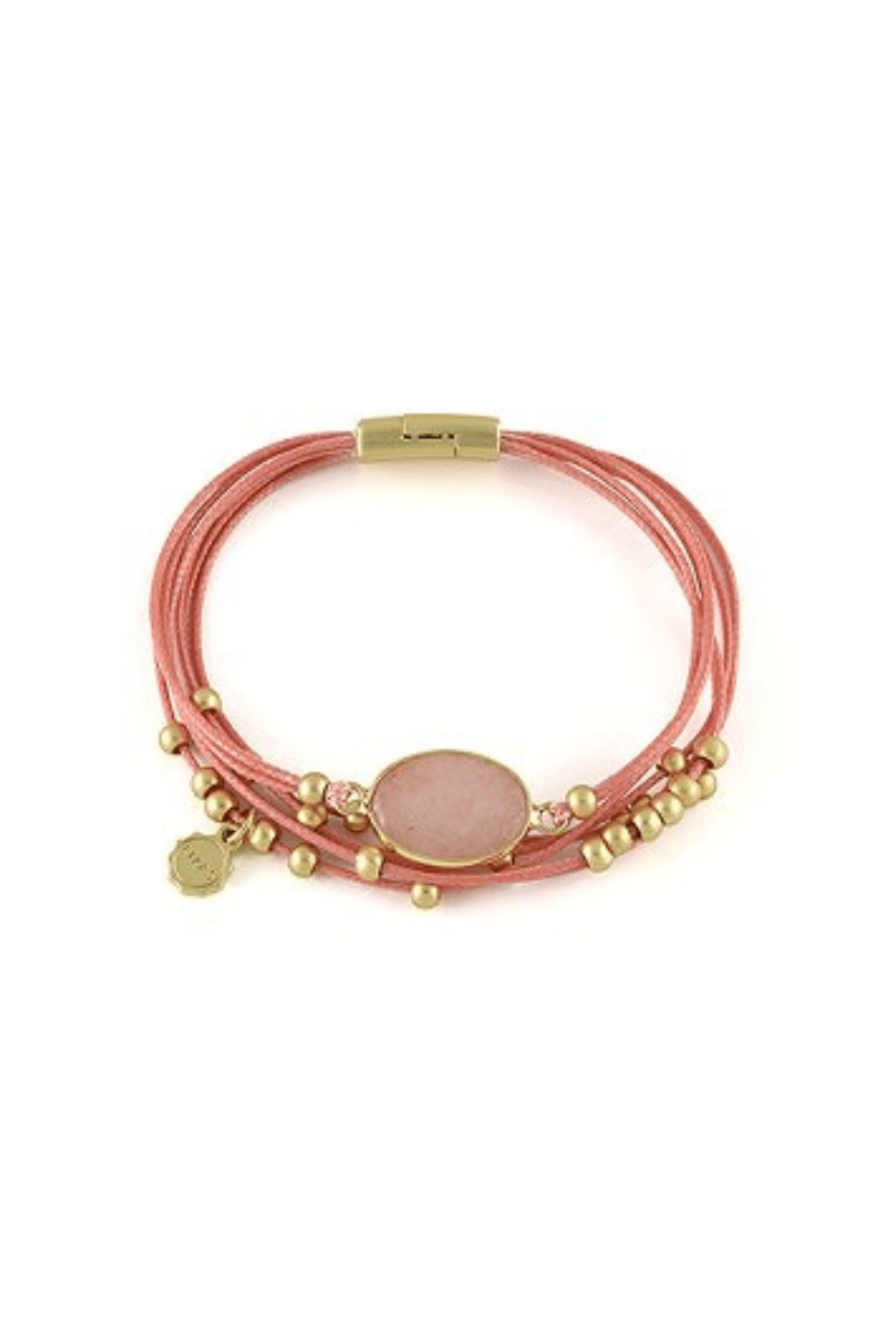 Pink Lizas Cord Charm/Beaded Bracelet - Strawberry Moon Boutique