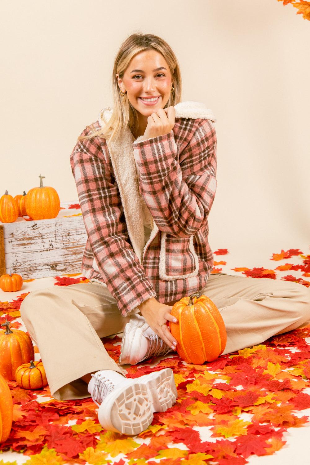 Plaid Hooded Cozy Jacket - Strawberry Moon Boutique
