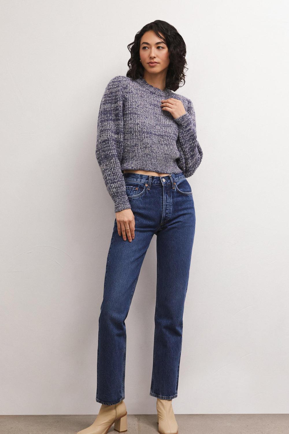Polly Denim Look Sweater - Strawberry Moon Boutique