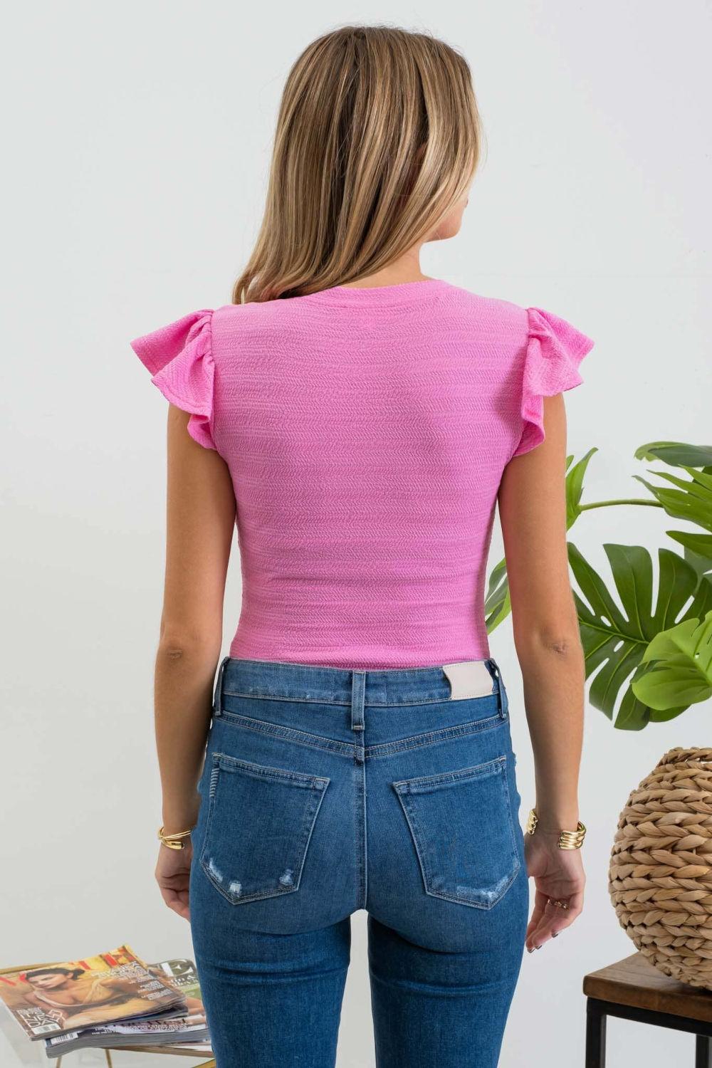 Poppy Pink Ruffle Top - Strawberry Moon Boutique