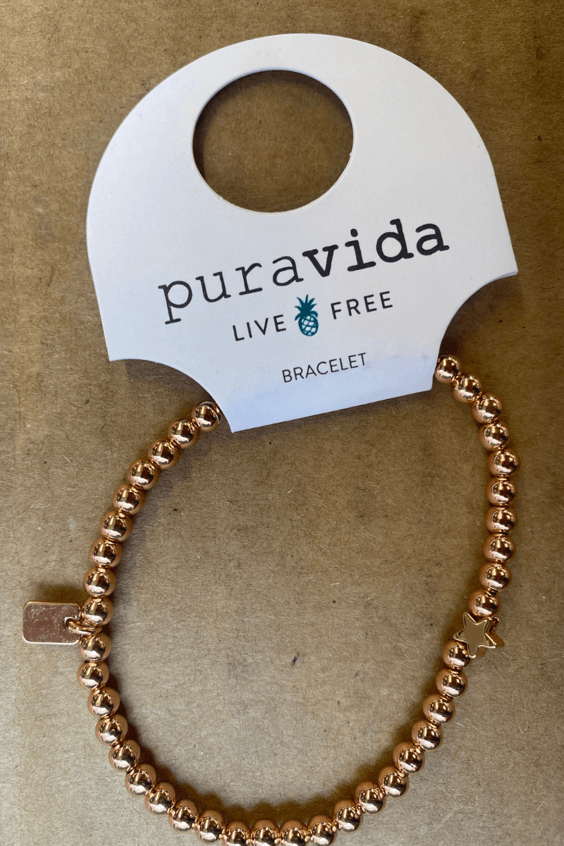 Pura Vida Stretch Mini Beaded Bracelet with Stars - Strawberry Moon Boutique