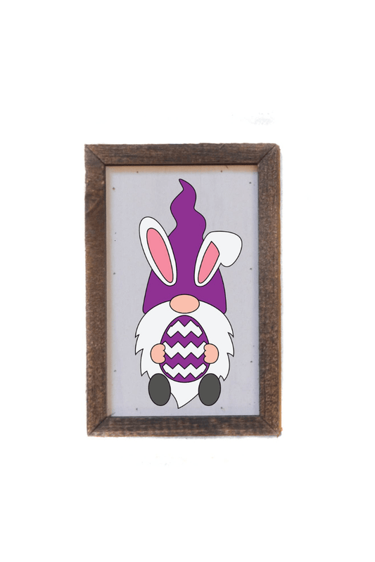 Purple Easter Gnome Wooden Sign - Strawberry Moon Boutique
