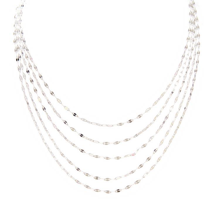 Quintuple Layered Necklace-Gold/Silver - Strawberry Moon Boutique