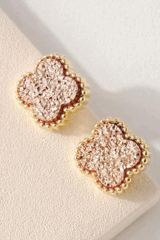 Rose Gold Druzy Stone Stud Earrings - Strawberry Moon Boutique