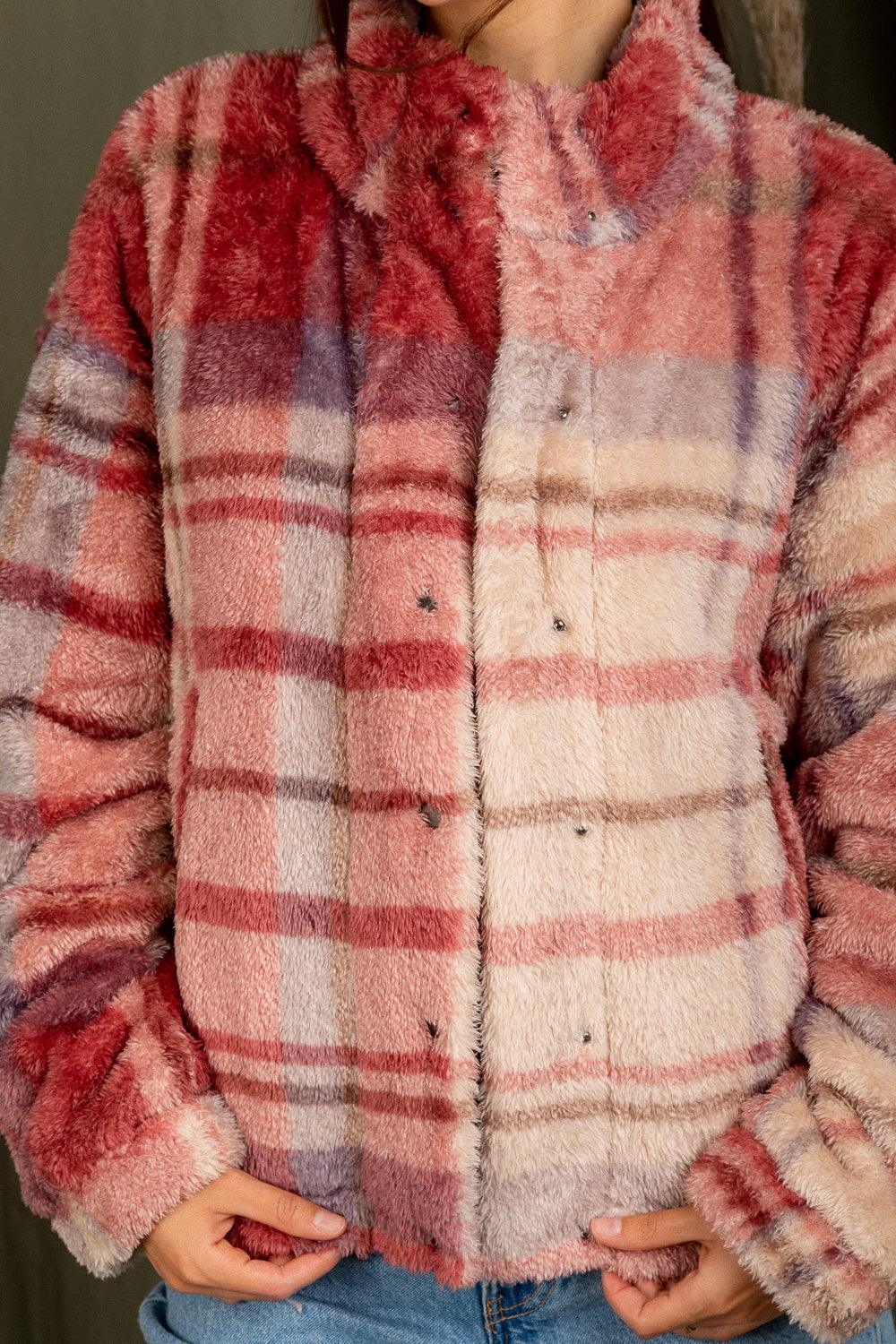 Rose Mix Fuzzy Coat - Strawberry Moon Boutique