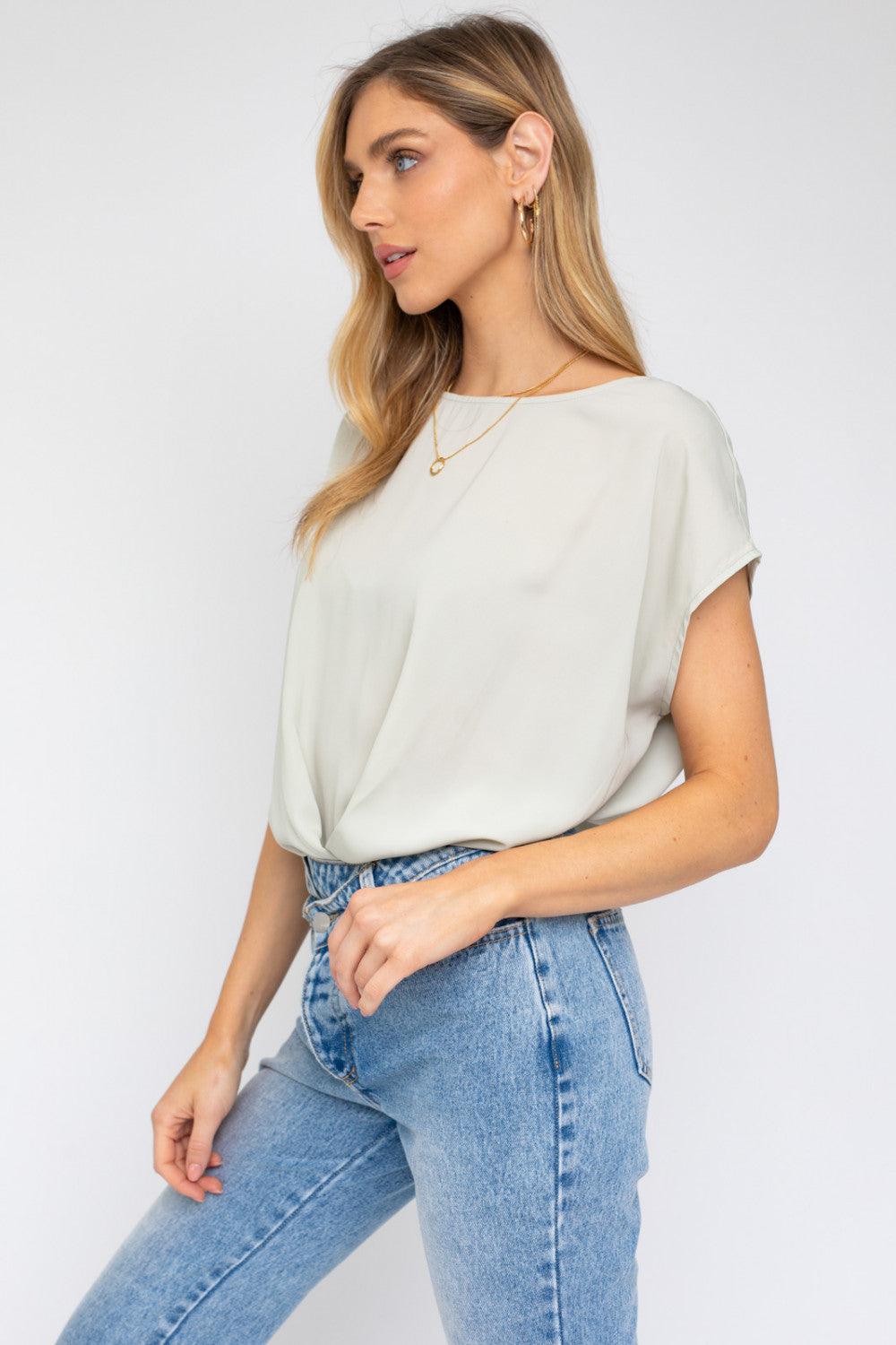 Sage Pleated Bodysuit - Strawberry Moon Boutique