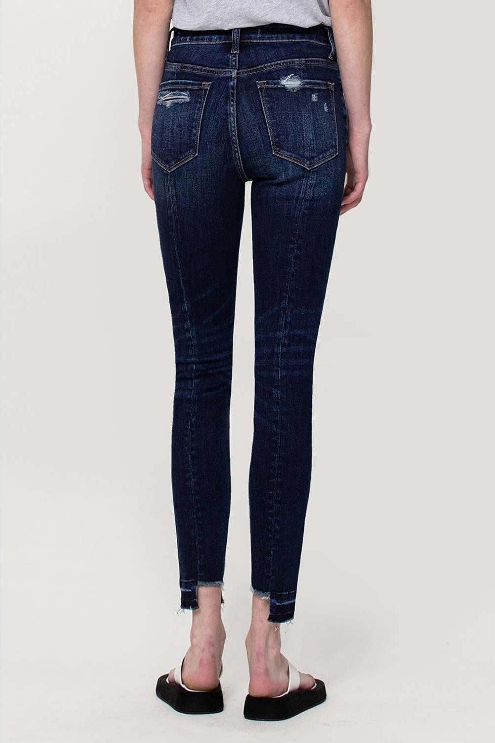 Seamed Panel Ankle Skinny Jeans - Strawberry Moon Boutique