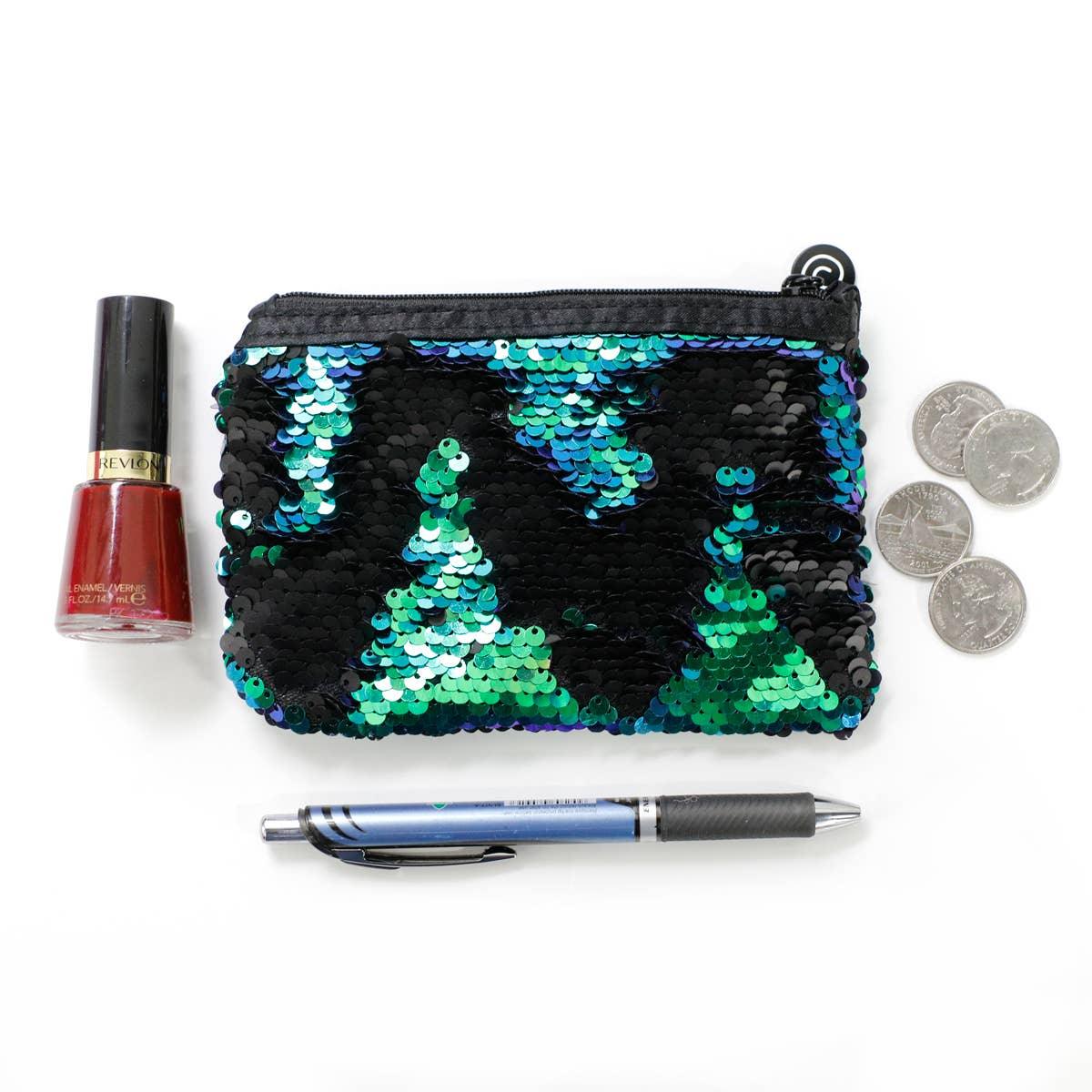 Sequin Mermaid Pouch - Blue, Green & Black - Strawberry Moon Boutique
