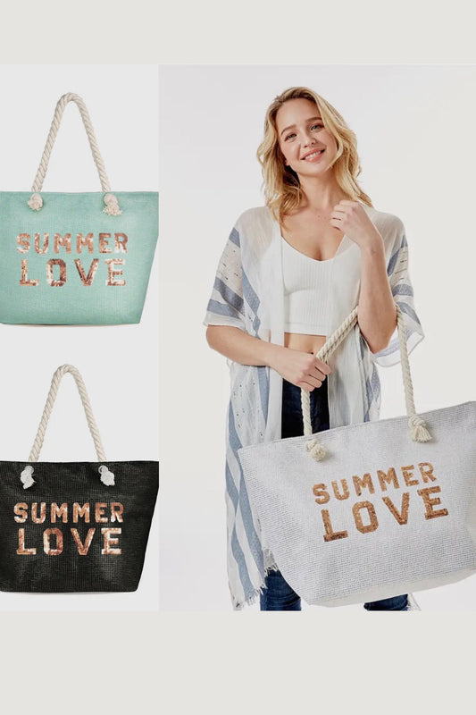 Sequin Summer Love Tote Bags