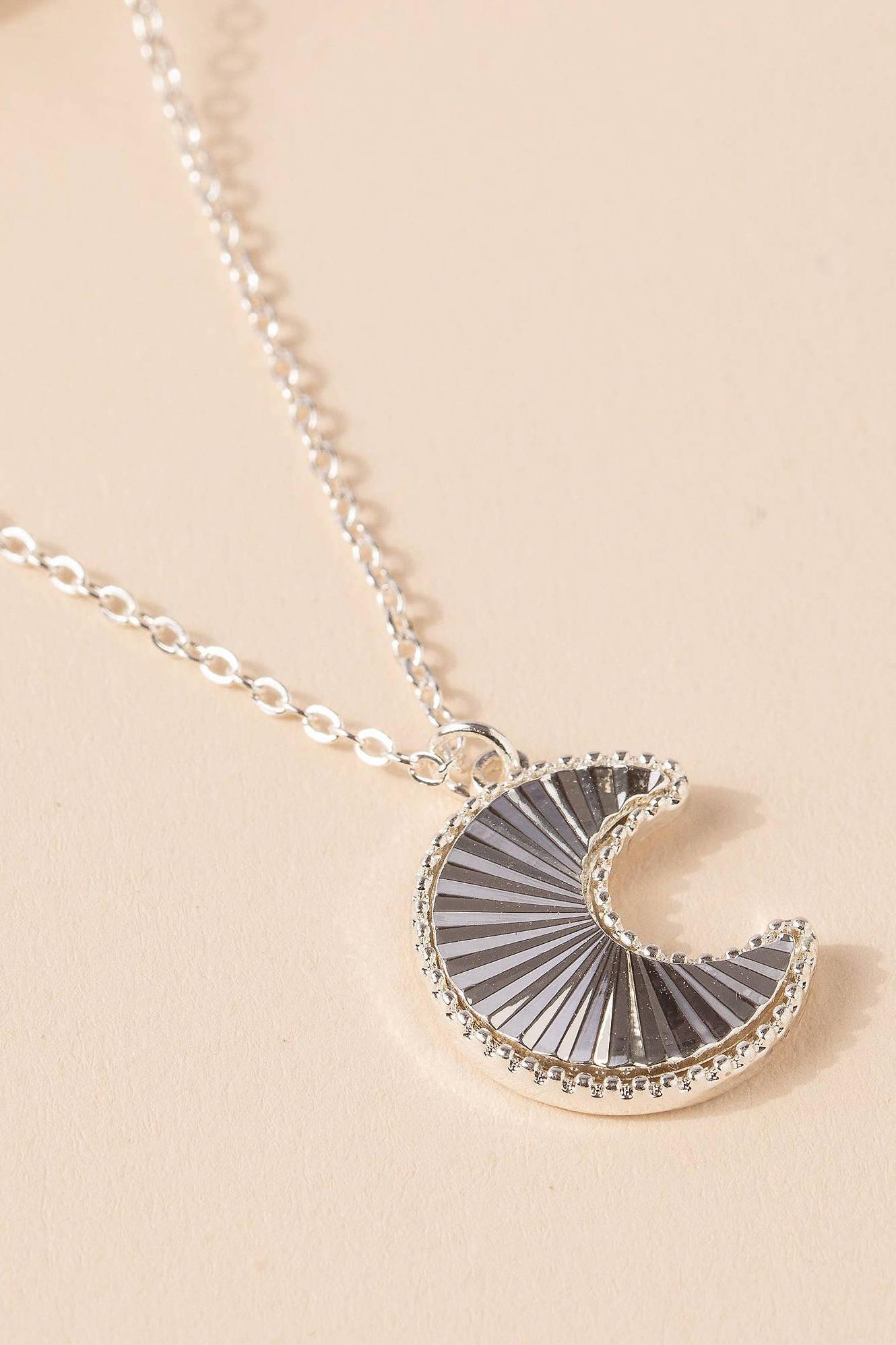 Silver Crescent Moon Pendant Necklace - Strawberry Moon Boutique