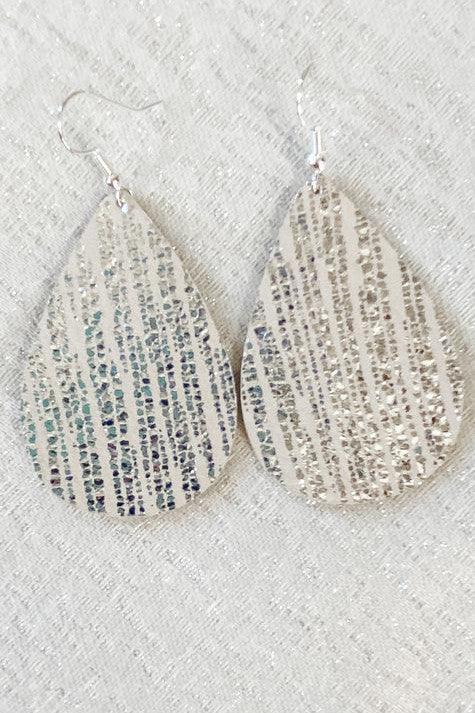 Silver Glistening Leather Earrings - Strawberry Moon Boutique