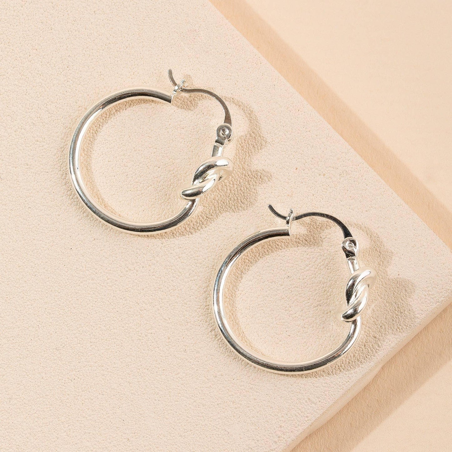 Silver Knot Hoop Earrings - Strawberry Moon Boutique