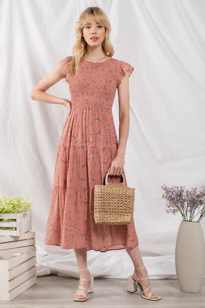 Smocked Floral Dress - Strawberry Moon Boutique