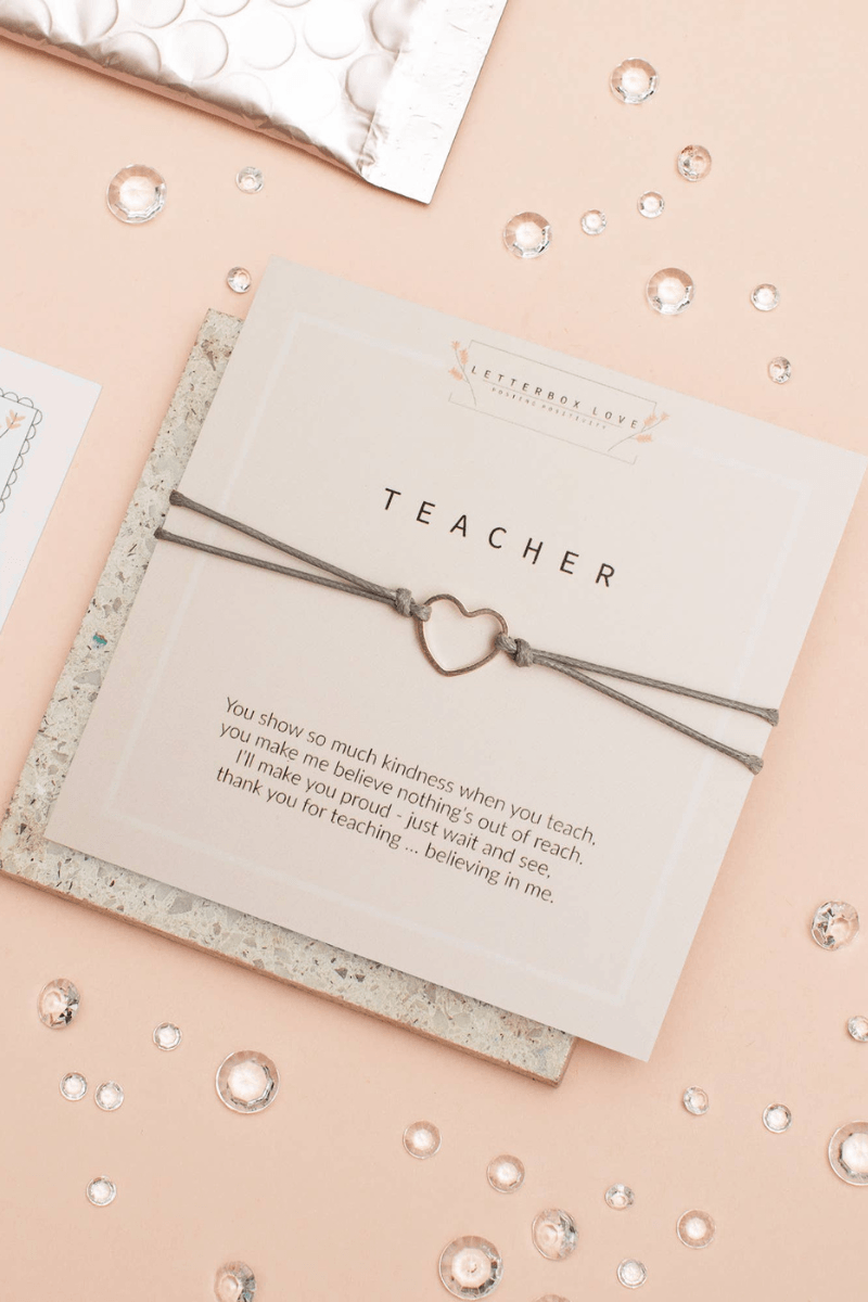 Teacher Heart Adjustable Bracelet - Strawberry Moon Boutique