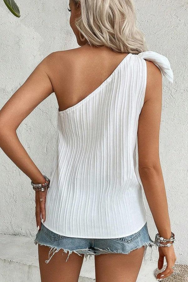 Textured One Shoulder Top - Strawberry Moon Boutique