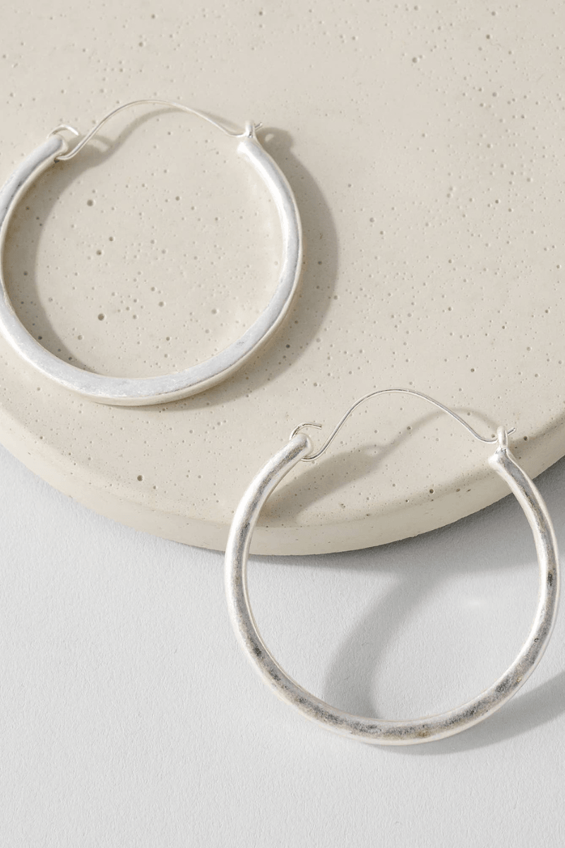Thick Silver Metal Hoop Earrings - Strawberry Moon Boutique