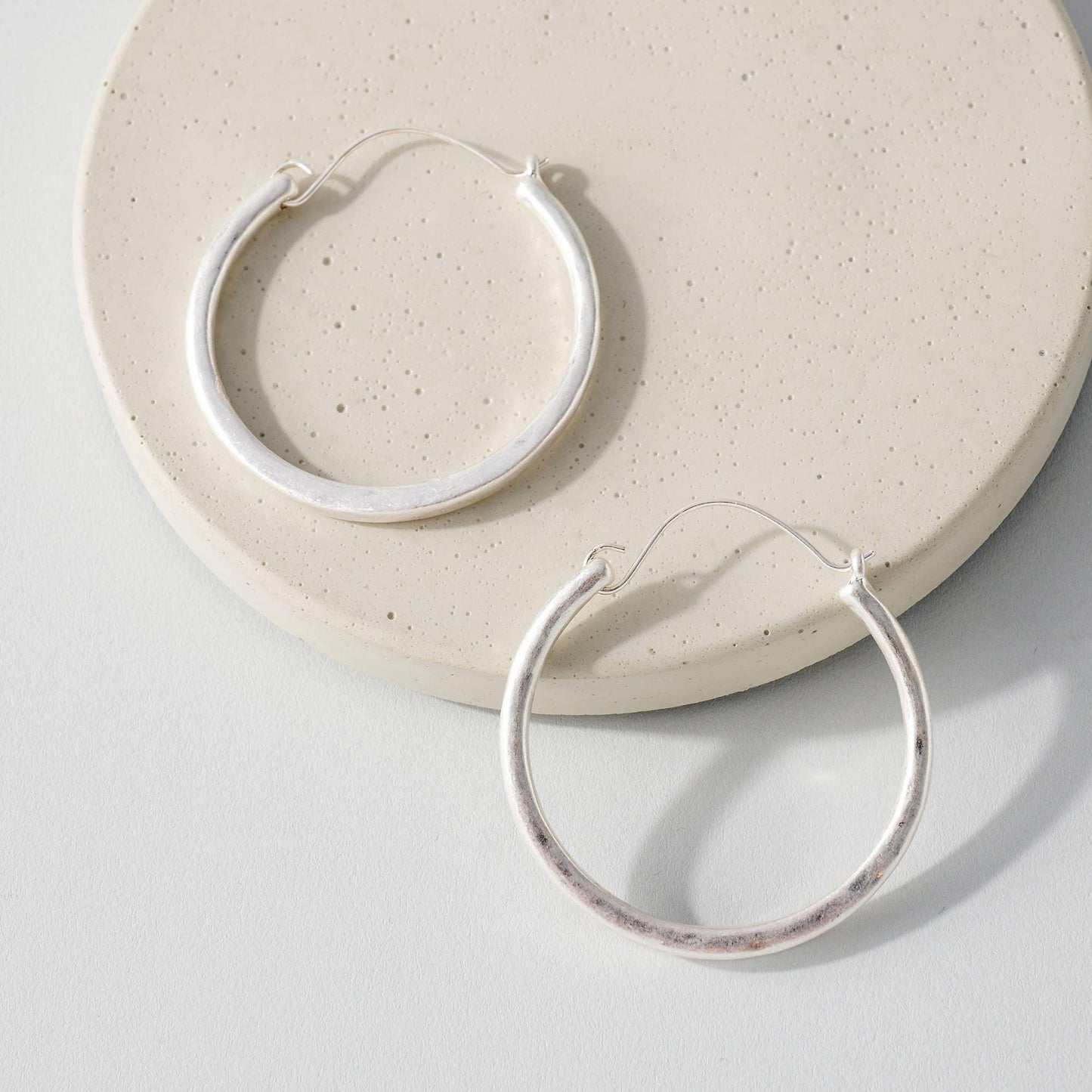 Thick Silver Metal Hoop Earrings - Strawberry Moon Boutique