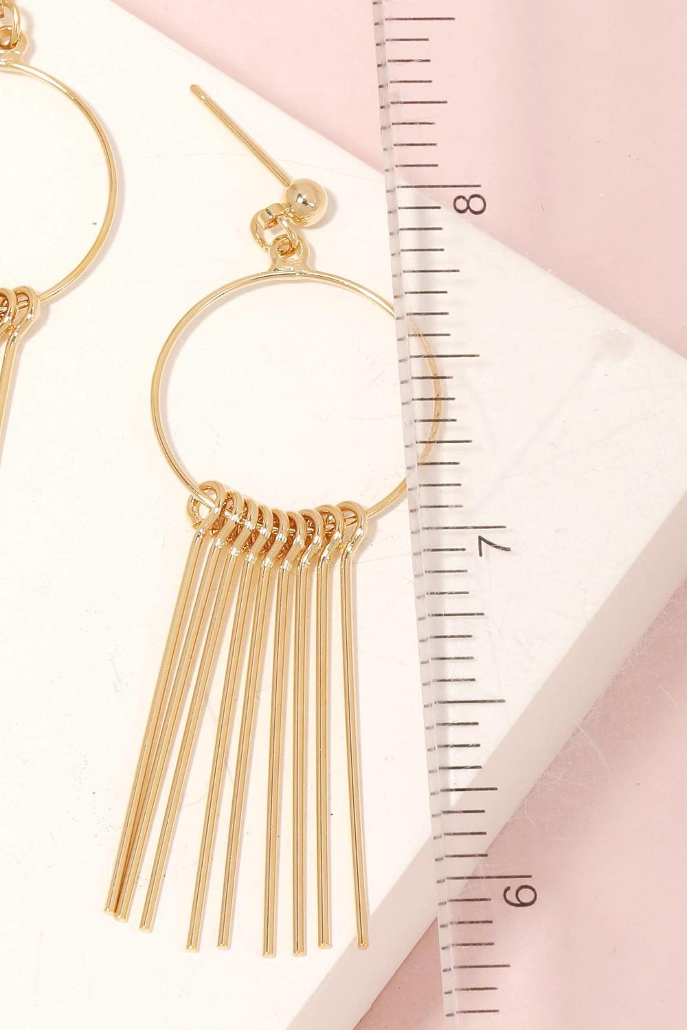 Thin Fringe Dangle Earrings-Gold/Silver - Strawberry Moon Boutique