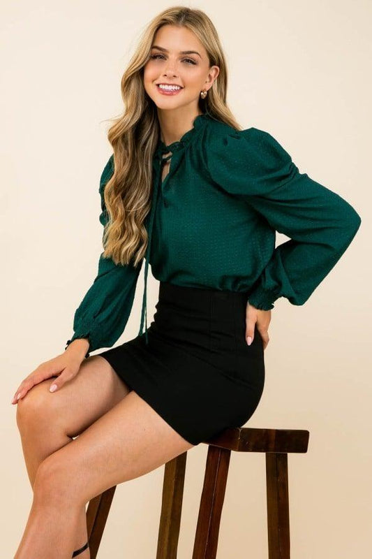 THML Green Blouse - Strawberry Moon Boutique