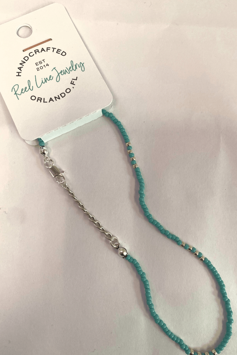 Turquiose Dainty Beaded Anklet - Strawberry Moon Boutique