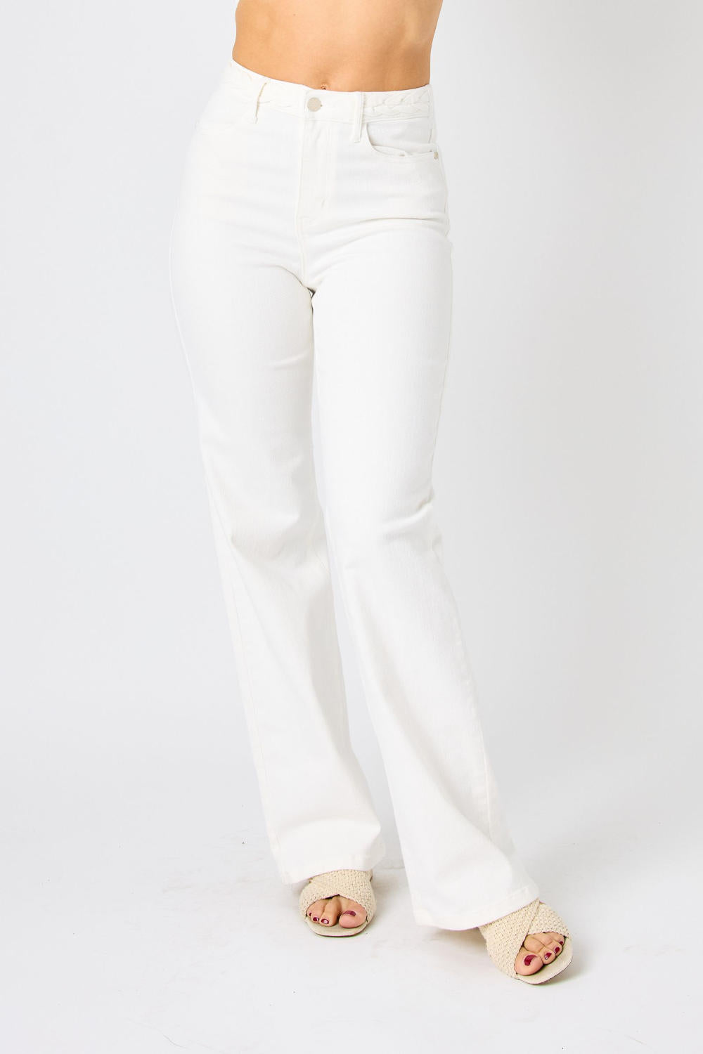 White Judy Blue Waist Braided Jeans