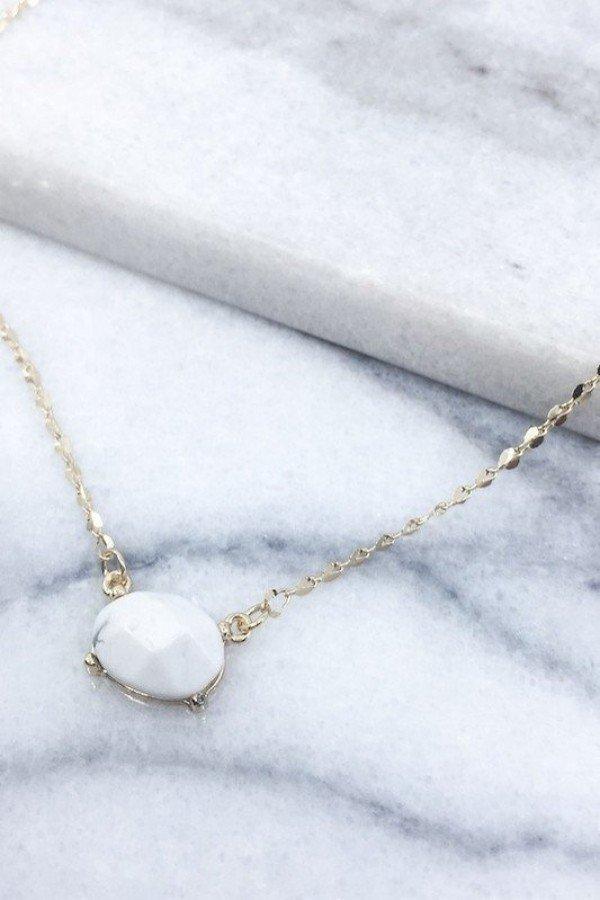 White Semi Precious Stone Necklace - Strawberry Moon Boutique