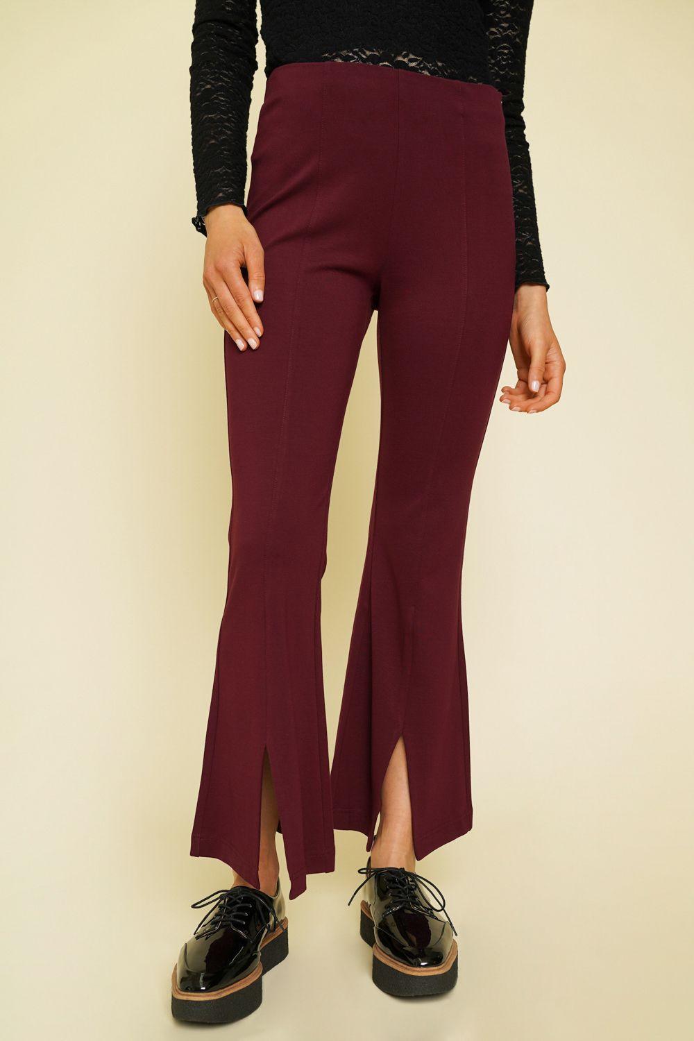 Wine Crop Front Slit Flare Pants – Strawberry Moon Boutique