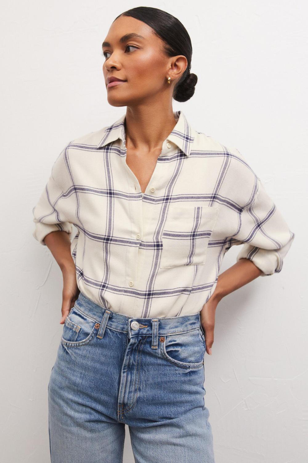 Z SUPPLY River Plaid Button Up Top - Strawberry Moon Boutique
